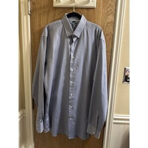 Visconti Black Shirt Men XLT White Blue Flip Cuff Geometric Button Down Floral